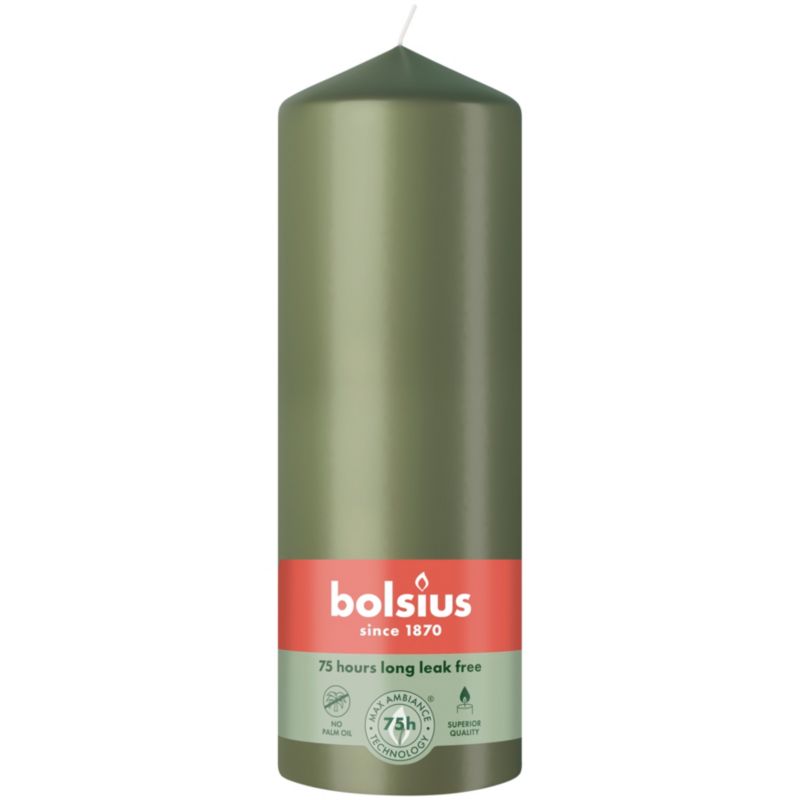 Świeca pieńkowa Bolsius 200 x 68 mm Zielona oliwka