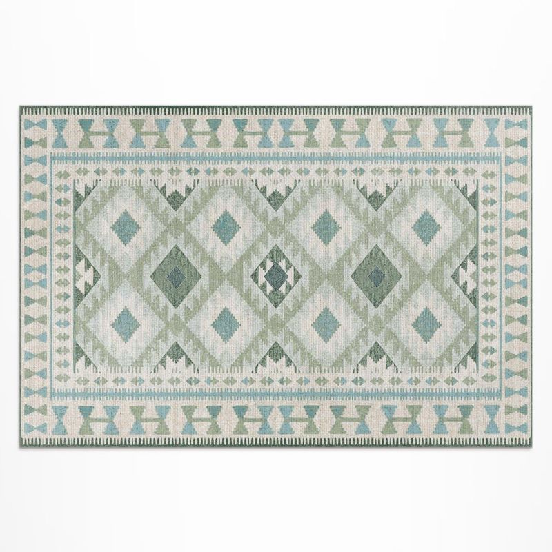 Zewnętrzny Dywan Winylowy Wallfluent 60x90 cm Zielone romby imitacja tkaniny 1 szt.
