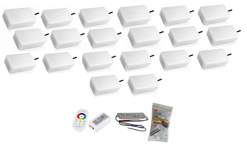 Kostka brukowa Bruklux Świecąca LED RGB 10x20x6 cm Zestaw 20 szt