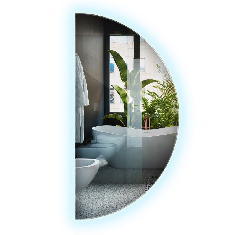 Półokrągłe Lustro Glamour Wallfluent 40 x 80 cm LED Zimna Barwa 1 szt.