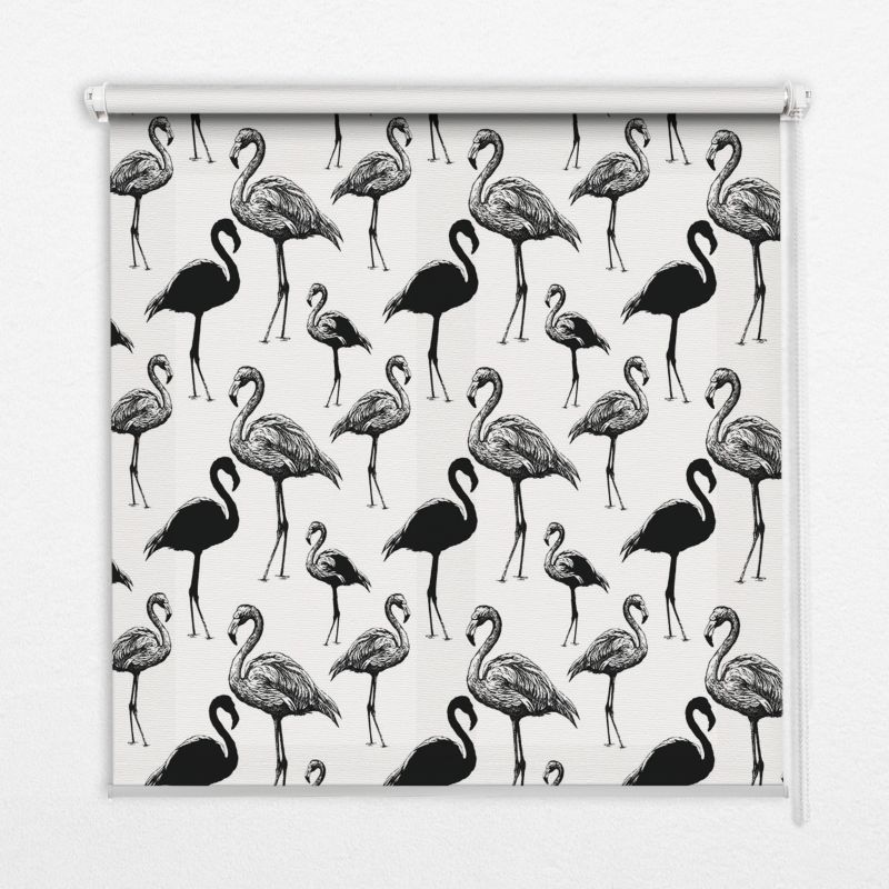 Roleta Dekoracyjna Tulup 130x140 cm Czarne Flamingi Montaż do ściany/sufitu 1 szt.