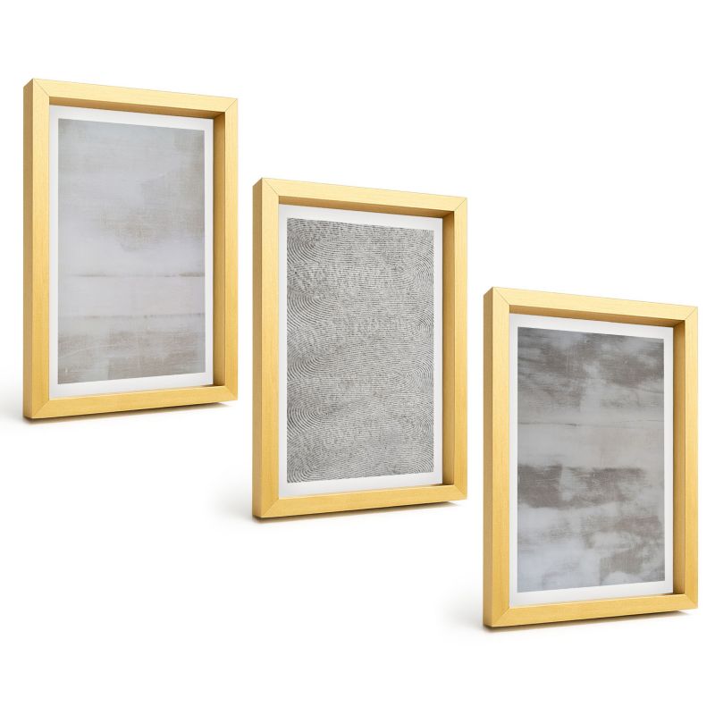 Galeria 3 Obrazów w Złotej Ramie ArtPrintCave 20x30 cm Komplet ścienny Nowoczesne tekstury minimalistyczne 1 kpl.