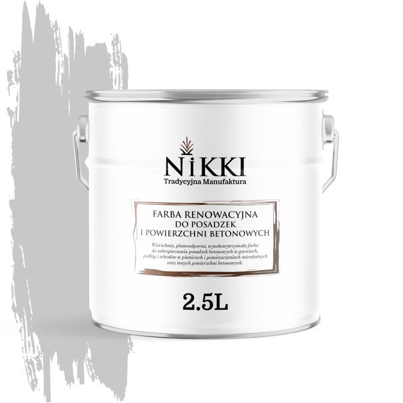 Farba Renowacyjna do Posadzek Podłóg Betonowych NIKKI Szary mleczny RAL7047 Mat 2,5L
