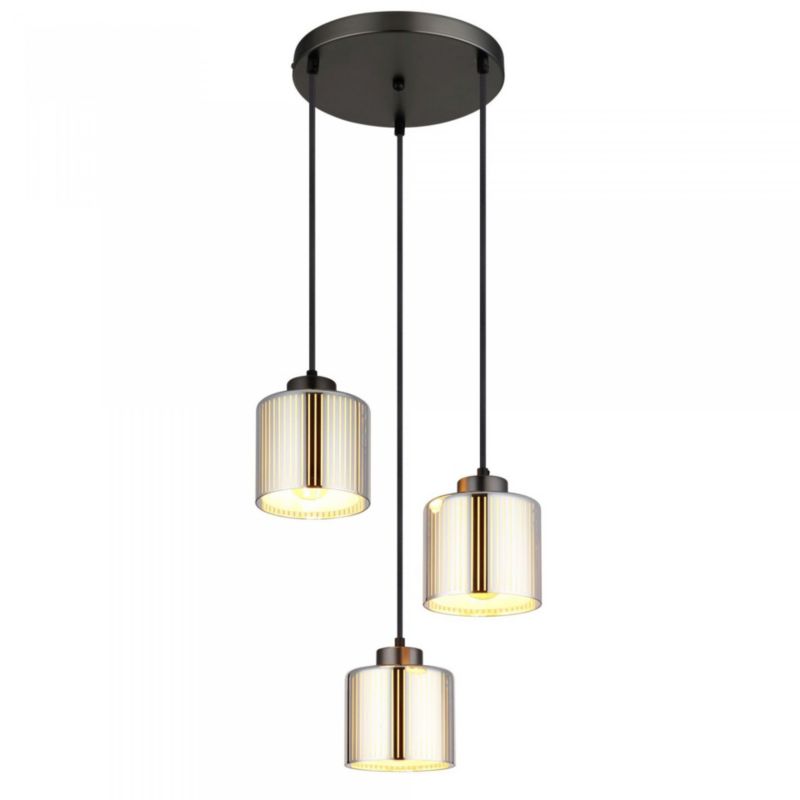 Lampa wisząca Globo FELICIA 16056-3HR 3xE27 regulowana wysokość, metal/szkło, brąz mat chrom opal IP20 1 szt.