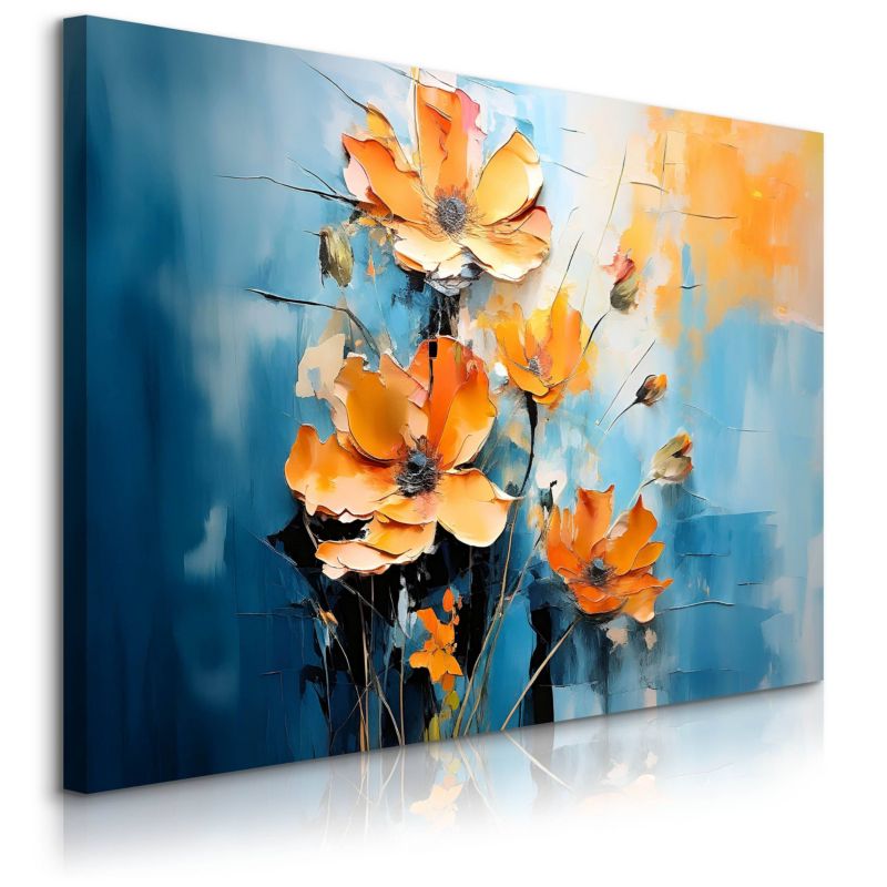 Obraz Muralo Do Salonu Sypialni Pomarańczowe Kwiaty Malarstwo 120x80 cm 1 szt.