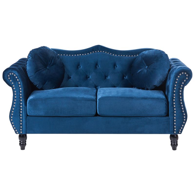 Sofa dla 2 osób Skien Welur Granatowy 1 szt.