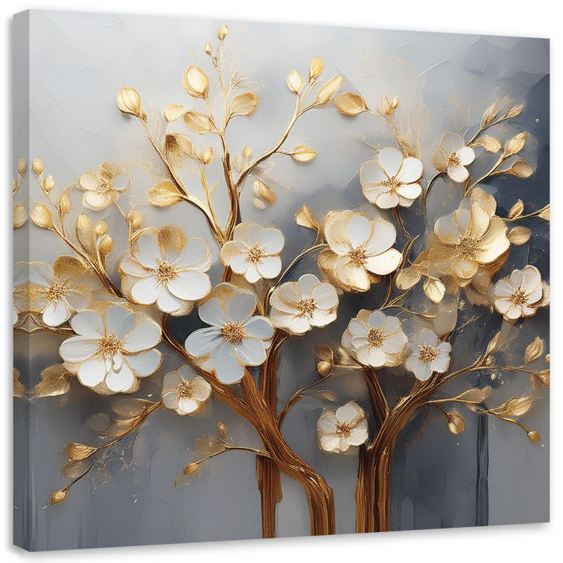 Obraz na płótnie Feeby Drzewo Magnolia Abstrakcja Złoty 60x60cm 1szt