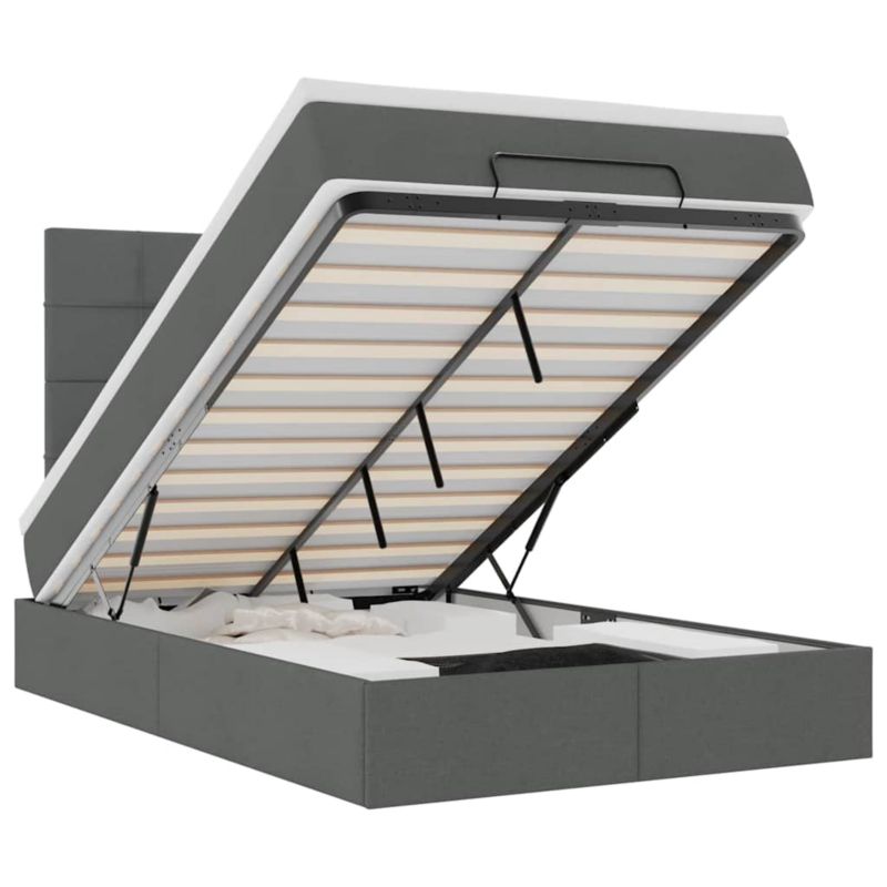 Łóżko otomana WaszeMeble z materacem 120x200 cm Ciemnoszary tkanina z LED ze schowkiem WM-3313990 1 szt.