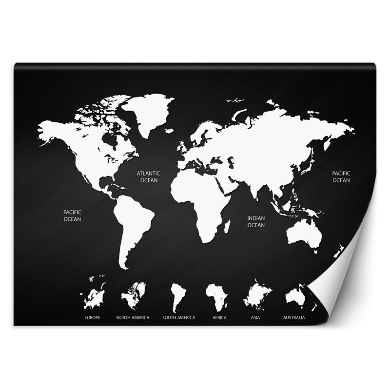 Fototapeta Feeby Czarno biała mapa świata 350x245 1 szt