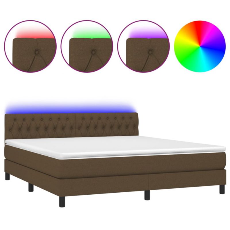 Łóżko z materacem WaszeMeble 180x200 cm Ciemny brąz tkanina z LED WM-3133416 1 szt.