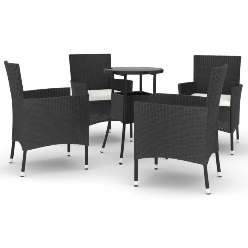 Zestaw mebli ogrodowych bistro WaszeMeble 5-cz. z technorattanu czarny z poduszkami WM-3187415 1 kpl