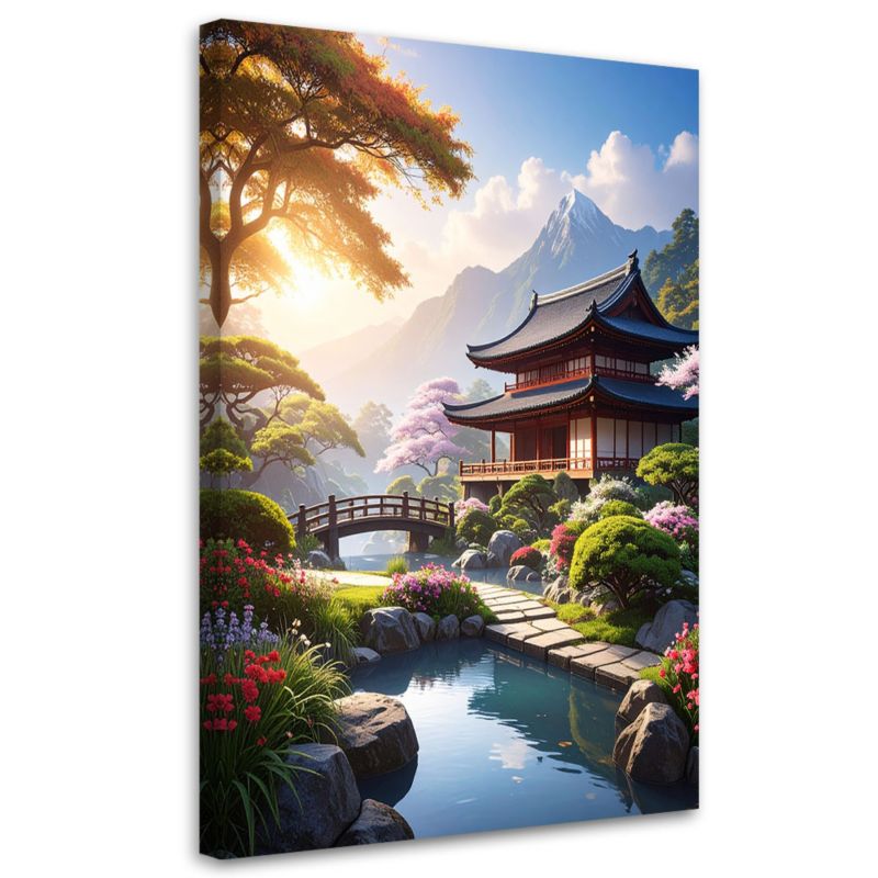 Obraz do salonu sypialni kuchni biura Feeby Japoński ogród pagoda 80x120cm 1szt