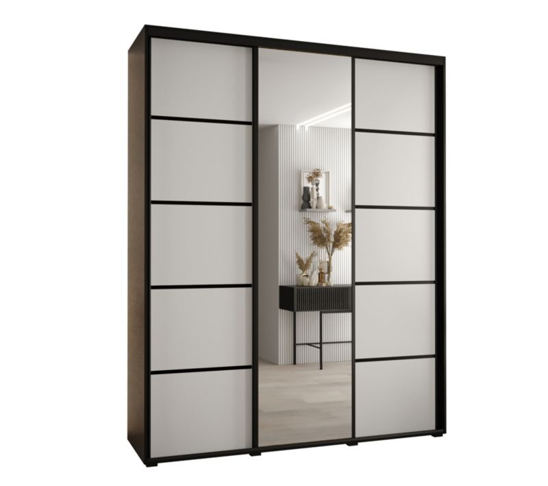 Szafa przesuwna Abiks DAVOS 5 wysoka szer.170cm gł.45cm czarny/biały/czarny 1szt.