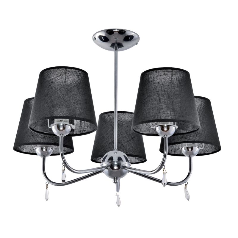 Lampa wisząca sufitowa EDYLIT żyrandol 5xE27 czarny abażur chrom glamour nowoczesna BRIGIT NEGRO 11-240 1 szt.