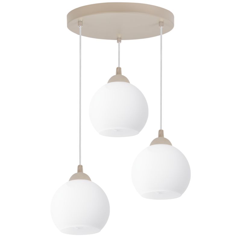 Lampa sufitowa wisząca Light Home LH Eliza okrągła 3xE27 kaszmir klosz biały kula 1szt.