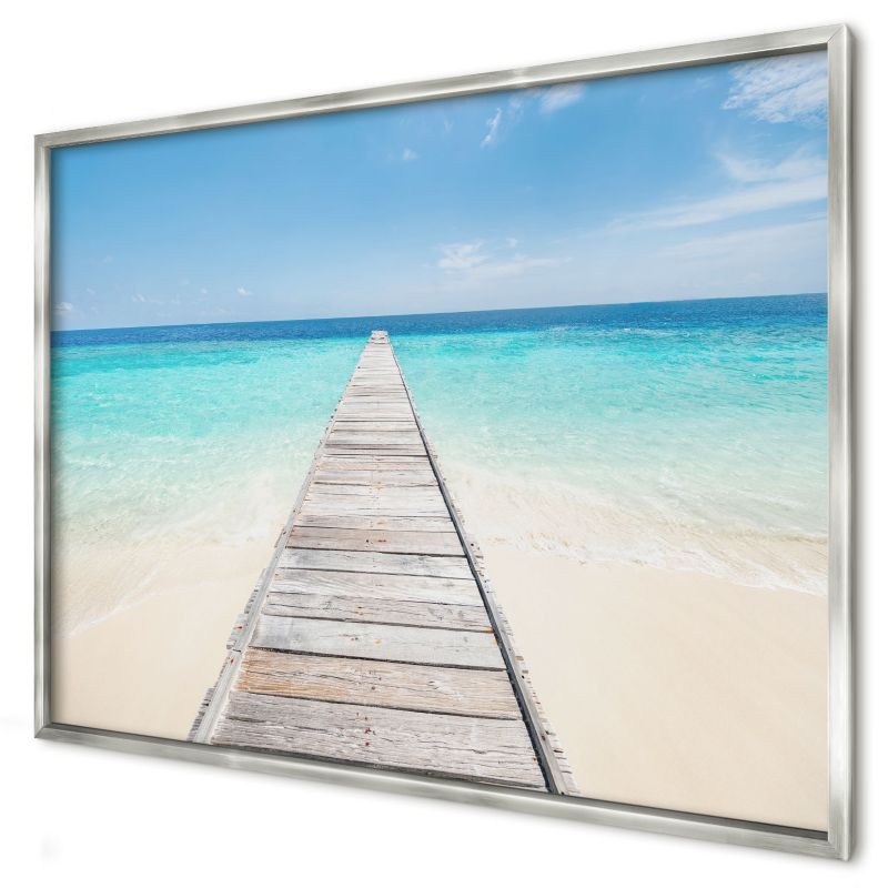 Ozdobna tablica na magnesy Wallfluent 100x70 Molo ocean w srebrnej ramie 1szt