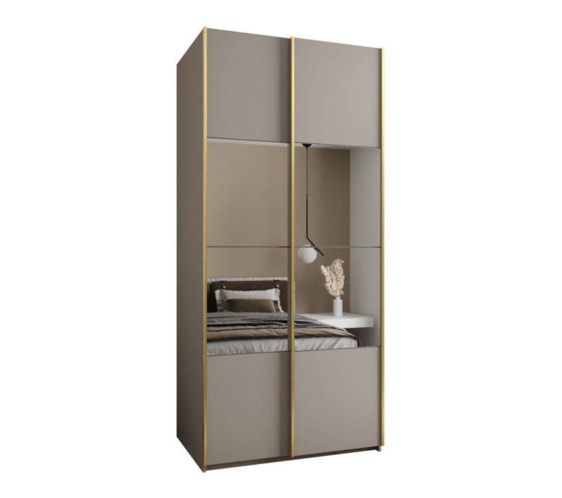 Szafa przesuwna Abiks LUX 4 wysoka szer.100cm kaszmir/kaszmir/złoty 1szt.