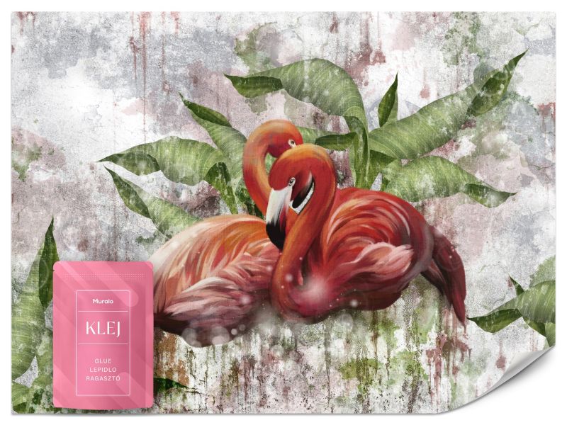 Fototapeta Muralo Abstrakcyjne Flamingi Na Betonie Do Salonu 150x105 cm 1szt.