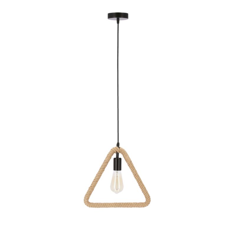 Lampa sufitowa trójkątna ramka ze sznura Candellux Triun czarno-beżowa 1xE27x40W IP20 wym:95x31x2,5cm - 1 szt.