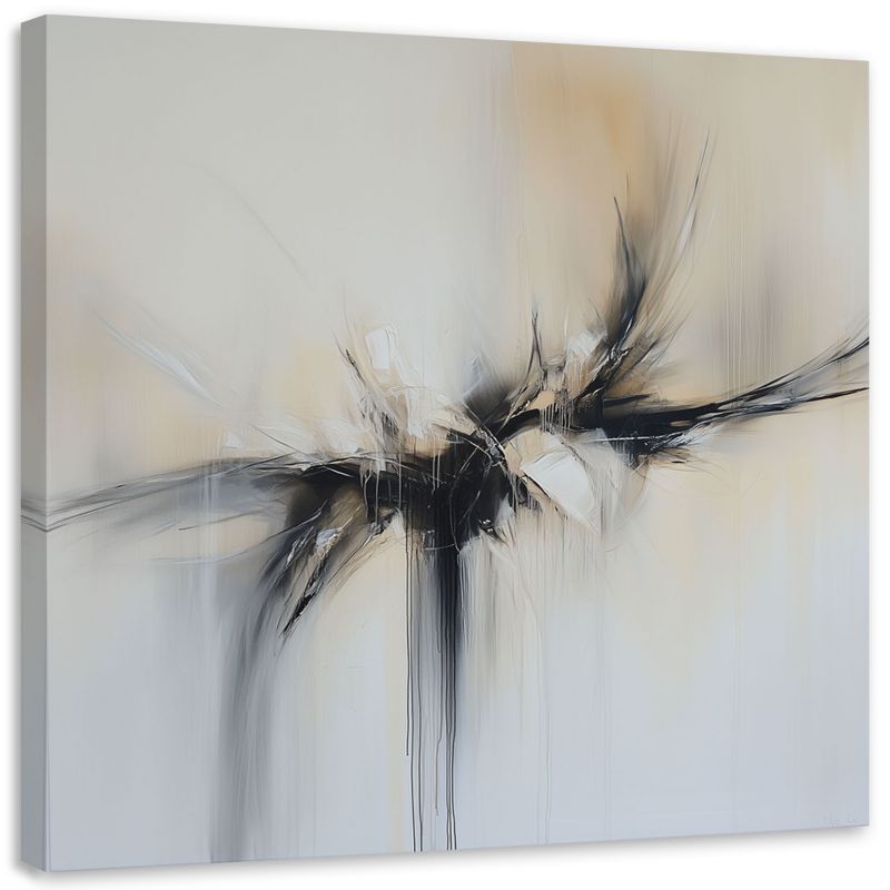 Obraz na płótnie do salonu Feeby Abstrakcja beżowy czarny efekt farby 50x50cm 1szt