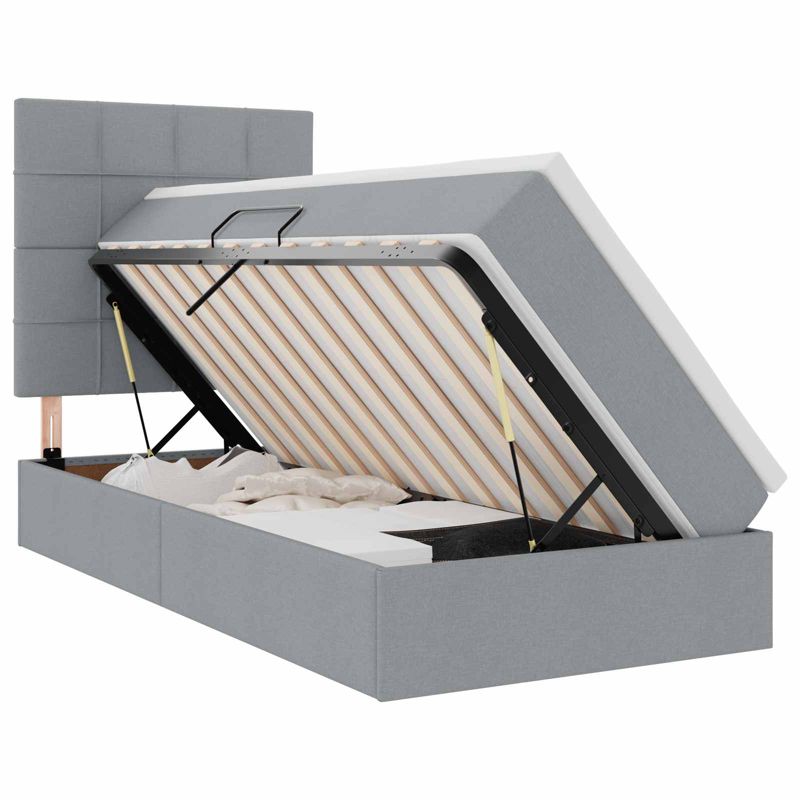 Łóżko Kontynentalne WaszeMeble z Materacem 90x190 cm Szare WM-3372384 1 szt.