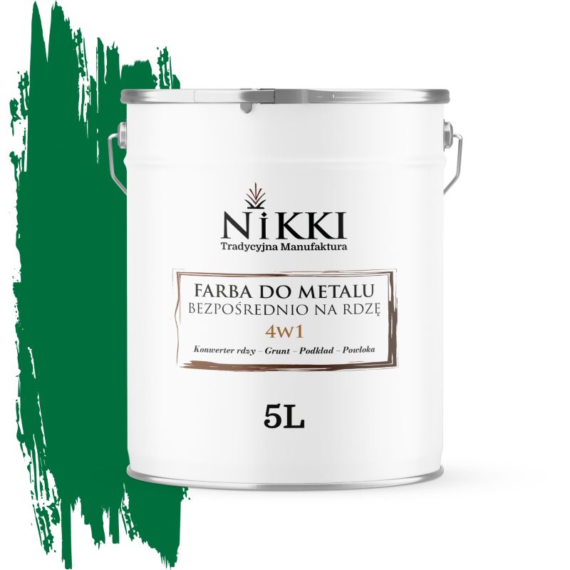 Farba do Metalu Antykorozyjna 4w1 NIKKI Zielony RAL6029 Satyna 5L