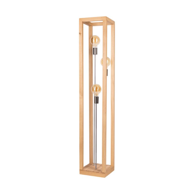 Drewniana Lampa Podłogowa SPOT Light 3xE27 Max.60W Dąb Olejowany FSC z Dodatkiem Chromu, Polski Producent, 1 szt.