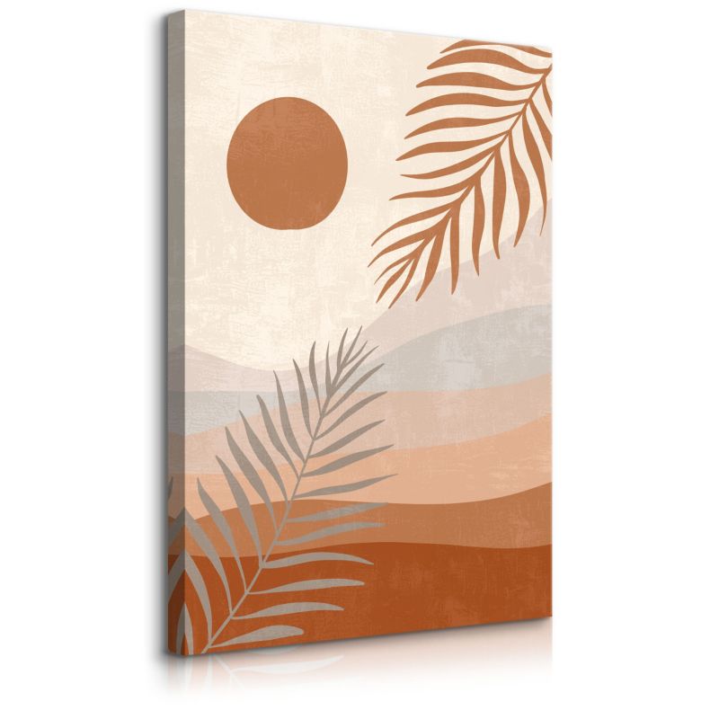 Obraz Muralo Do Salonu Pastelowy Pejzaż Pustynia Liście Styl Boho Natura 50x70 cm 1 szt.