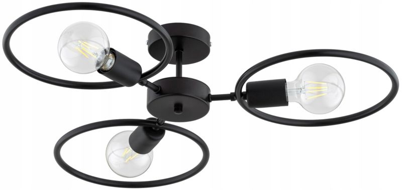 Lampa Wisząca Plafon Elko-Lighting 3-Punktowe Koła Ring Edison E27 czarny 1 szt