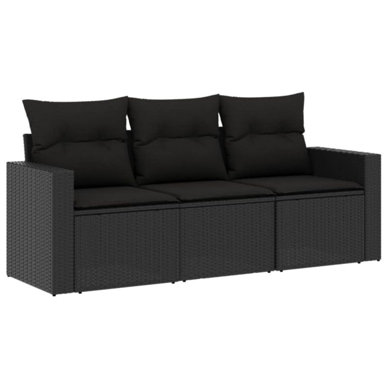Sofa ogrodowa WaszeMeble z technorattanu czarna z poduszkami WM-3250992 1 szt.