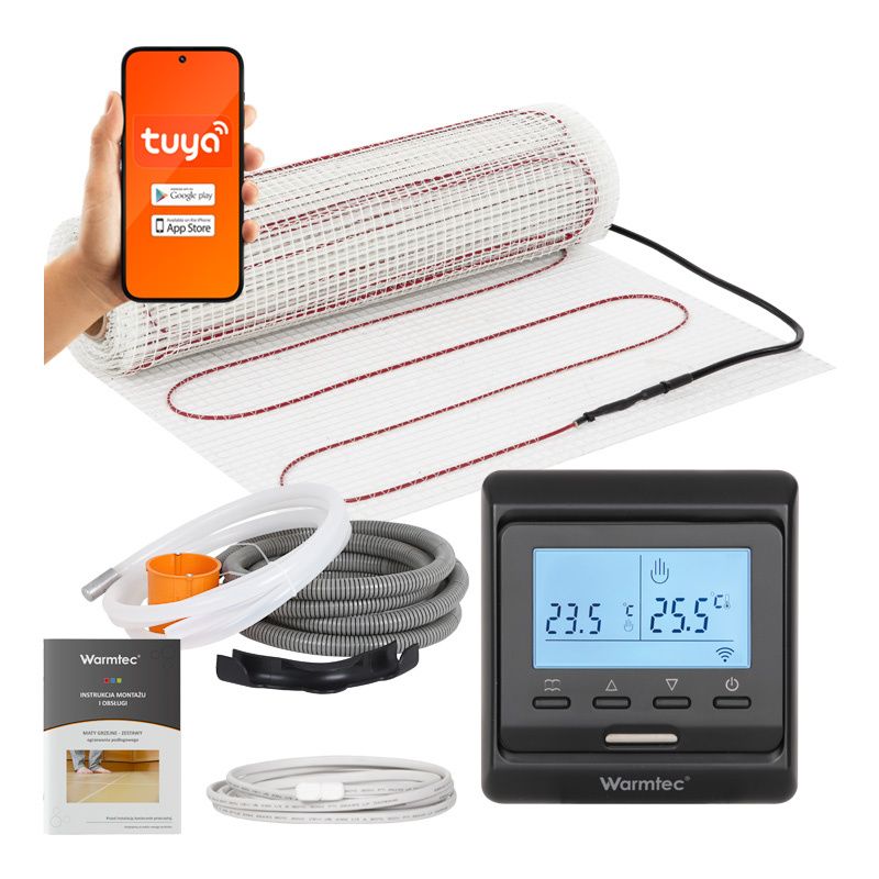 Mata grzewcza grzejna pod płytki Warmtec 9m² 160W/m² zestaw czarny regulator DSH-90/T510 1szt.