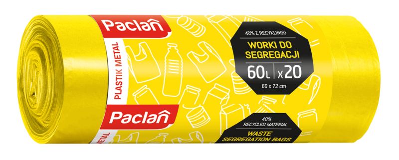 Worek do segregacji plastiku 60 l żółty 20 szt.
