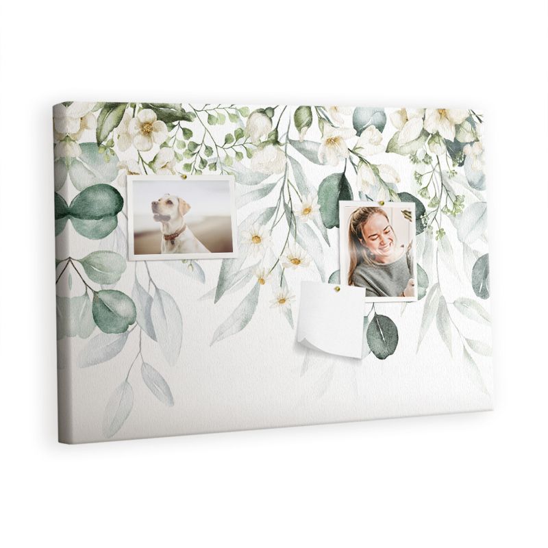 Tablica Korkowa Do Biura Pokoju Tulup 60x40 cm Rośliny natura Pinezki metaliczne 1 kpl