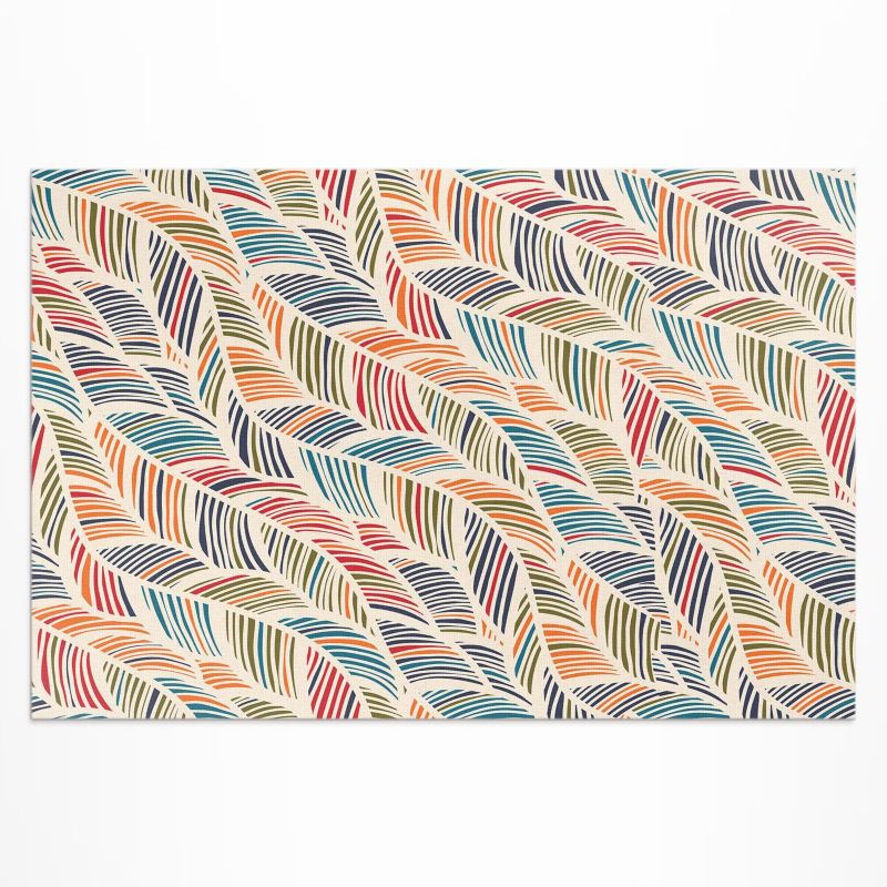 Winylowy Chodnik Zewnętrzny Wallfluent 60x90 cm Kolorowe abstrakcyjne liście boho 1 szt.