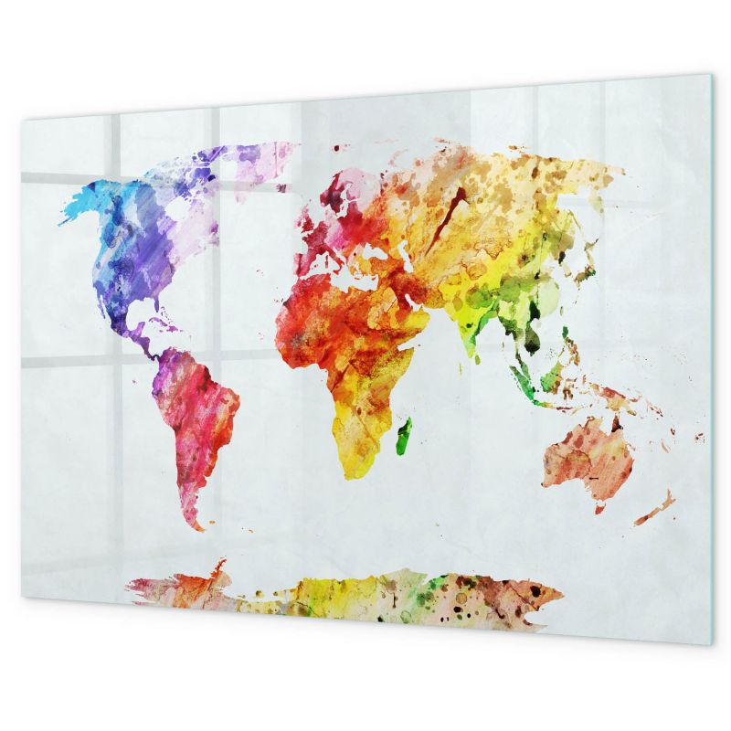 Tablica Suchościeralna Magnetyczna Tulup 100x70 cm Mapa świata akwarelowa Ozdobna, nowoczesna Czarny marker 1 kpl