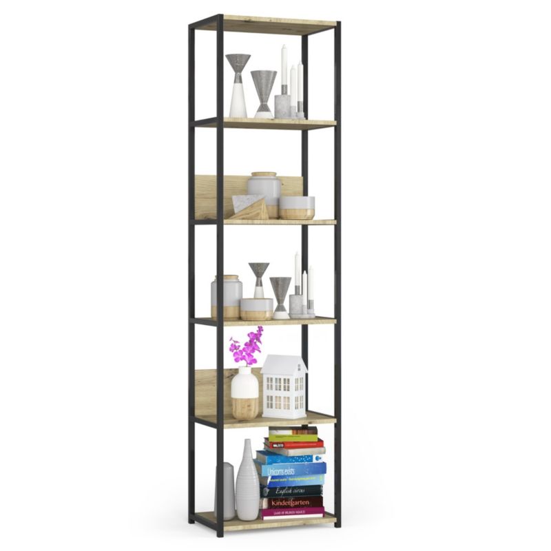 Regał industrialny AKORD metalowy Czarny Dąb Artisan 50x32x192 cm 1 szt.