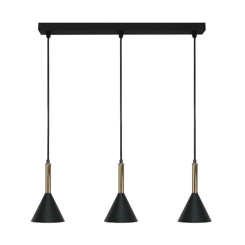 Lampa wisząca czarno złota Edylit 3-punktowa E27 do jadalni loft nad stół SONIK MINI 15-084 1 szt.