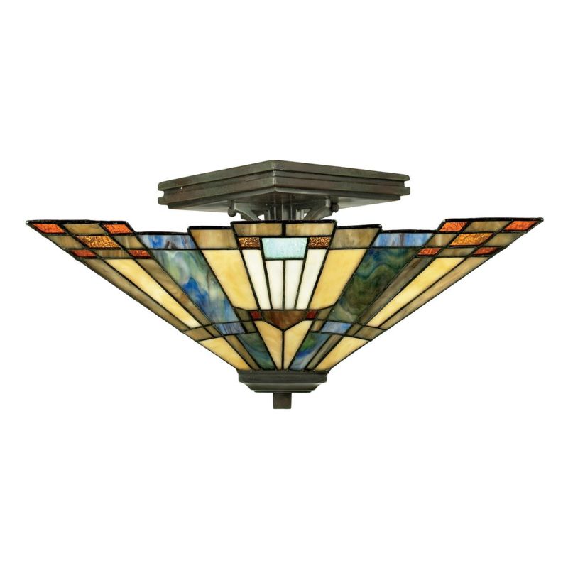 Lampa sufitowa wisząca Quoizel Inglenook 4014 ciemny brąz witrażowa 2xE27 x 1 szt.