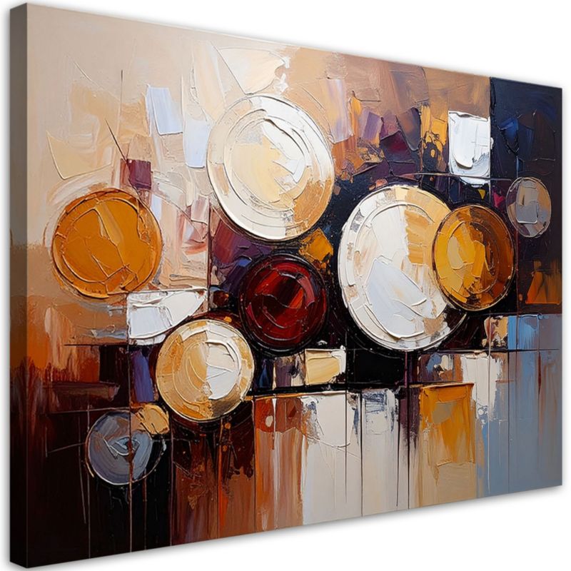Obraz nowoczesny Feeby Abstrakcja Koła Okręgi w odcieniach beżu 90x60cm 1szt