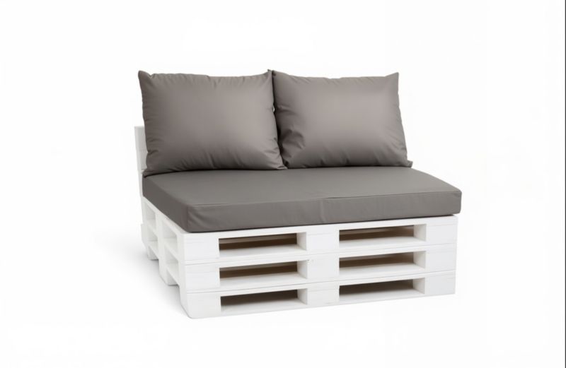 Zestaw 3 poduszek na paletę, Setgarden, 120x40x10 cm, 2x60x50cm oparcie,, Szara dwustronne poduszki na meble ogrodwe, 1szt