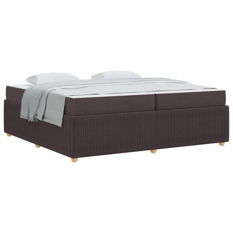 Łóżko z materacem WaszeMeble 200x200 cm Ciemny brąz tkanina WM-3398434 1 szt.