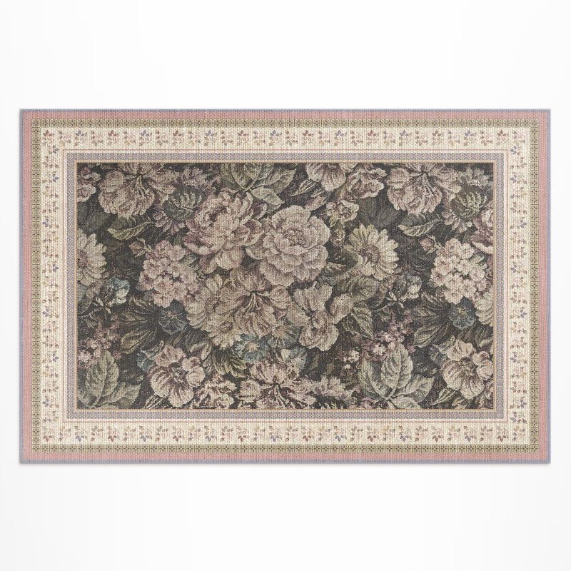 Dywan Winylowy Z Nadrukiem Wallfluent 60x90 cm Kwiaty w starym stylu imitacja tkaniny 1 szt.