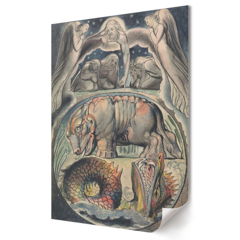 Plakat canvas Wallfluent Format A4 Behemoth i Lewiatan Artysta William Blake 1 szt.