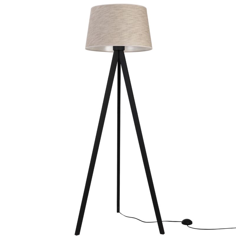 Lampa podłogowa trójnóg czarny Light Home LH Len 1xE27 abażur stożek 44cm beżowy L05 1szt.