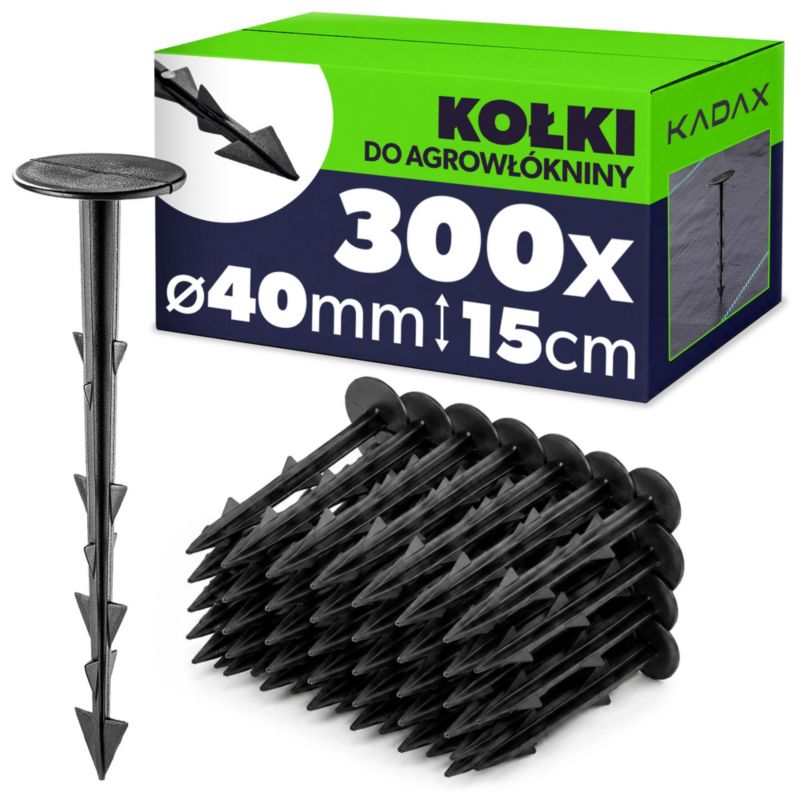 Kołki KADAX do agrowłókniny 15cm czarne 300 szt.