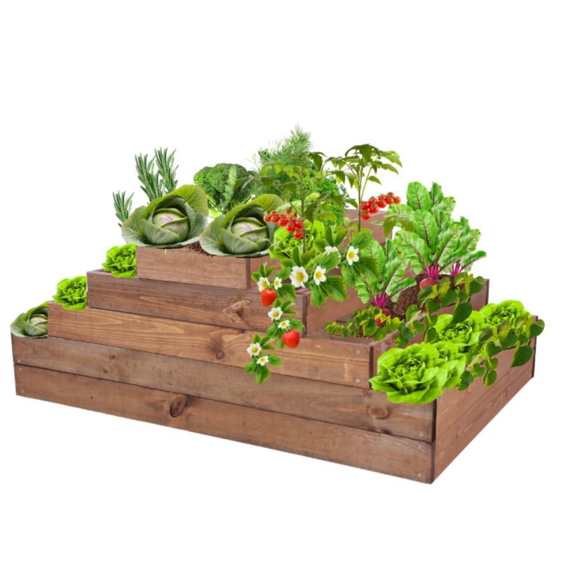 Skrzynia warzywna MODO24 kaskadowa 45x117x60 cm brązowe impregnowane drewno 1 szt