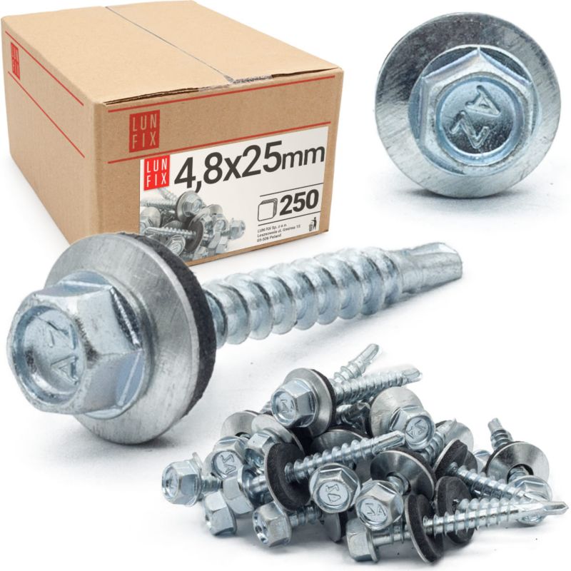 Blachowkręty Lun Fix wkręty farmerskie 4,8x25mm srebrny ocynk 250szt.