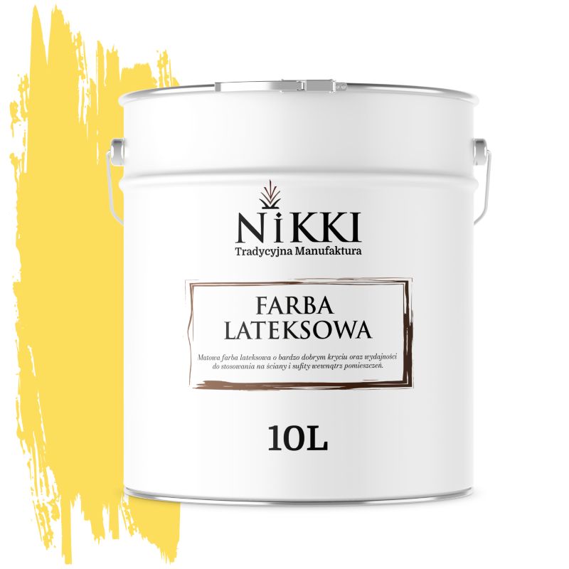 Farba Lateksowa Wewnętrzna Ściany i Sufity NIKKI Żółty H6872 Głęboki Mat 10L