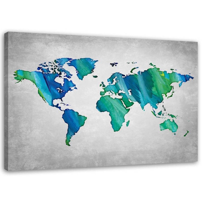 Obraz na płótnie Feeby Niebiesko-zielona mapa świata 60x40cm 1szt