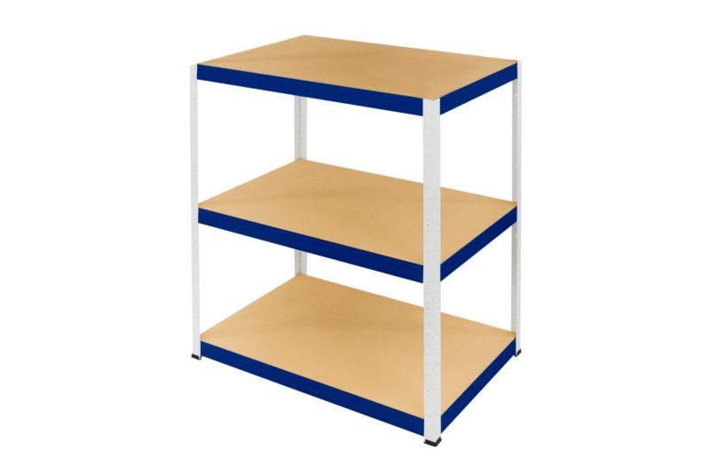 Regał magazynowy garażowy metalowy MODO24 biało-niebieski helios 106x150x50cm 3 półki po 275 kg 1 szt.